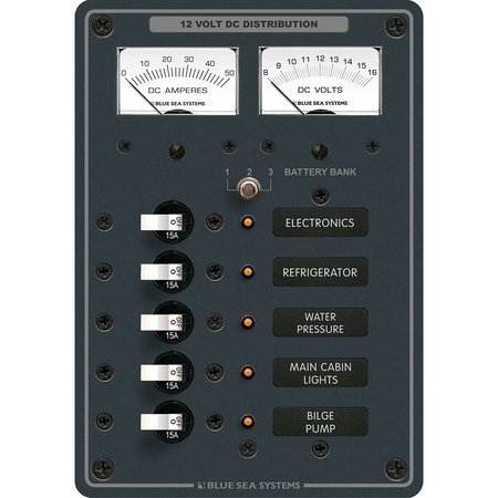 BLUE SEA SYSTEMS Blue Sea 8081 DC 5 Position Toggle Branch Circuit Breaker Panel - Whit 8081